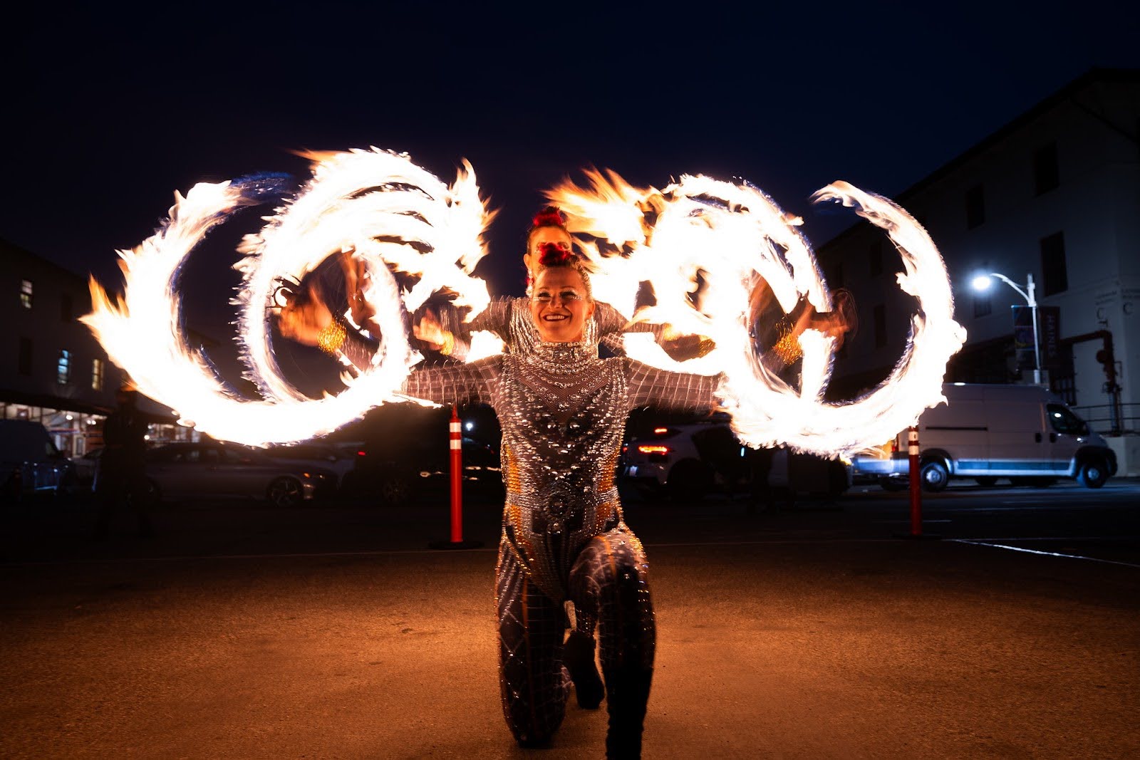 fire dancers at a conference