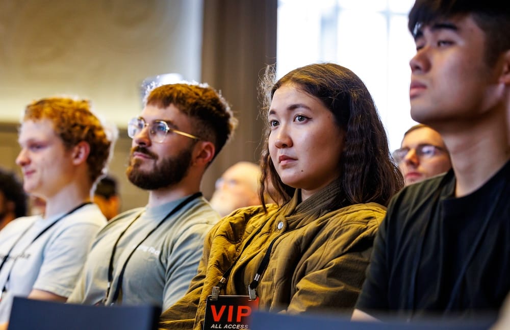 Men and woman at a conference